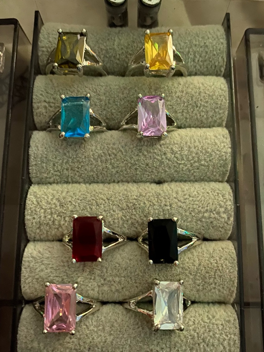 Multi-Color Rectangular Gemstone Statement Ring - Women Jewelry
